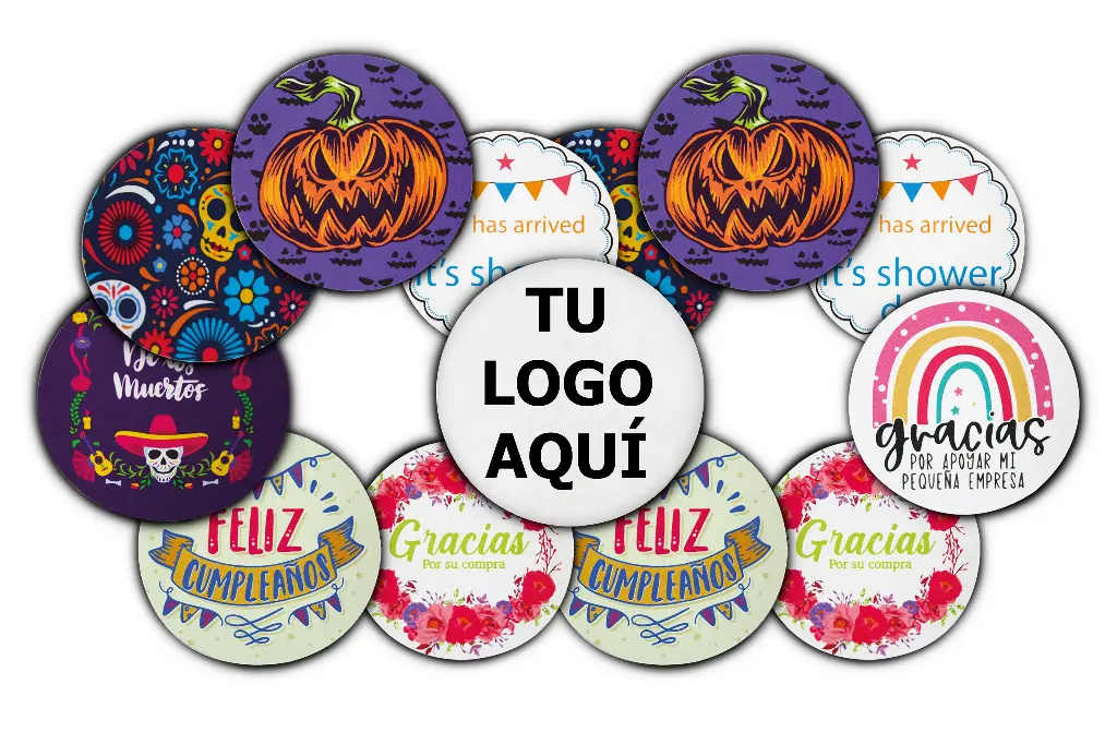 [MAQ500-50x50DG01-REDONDAS PAPEL] Etiquetas Redondas Personalizadas A Color 5 Cm papel (500)