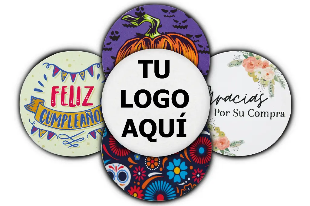 [MAQ100-80X80DG01-REDONDAS PAPEL A COLOR] Etiquetas Redondas Personalizadas A Color 8 Cm Papel (100)