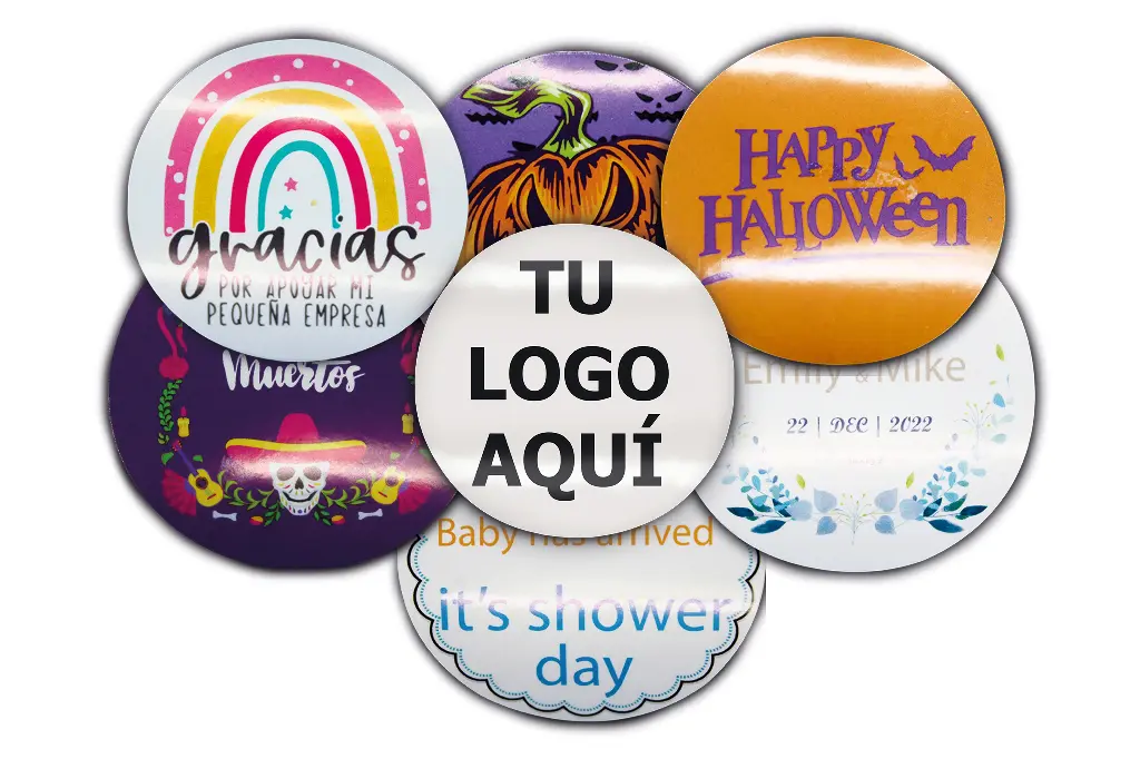 [MAQ100-80X80DG03-REDONDAS PLASTICAS A COLOR] Etiquetas Redondas Personalizadas A Color 8 Cm Plasticas (100)