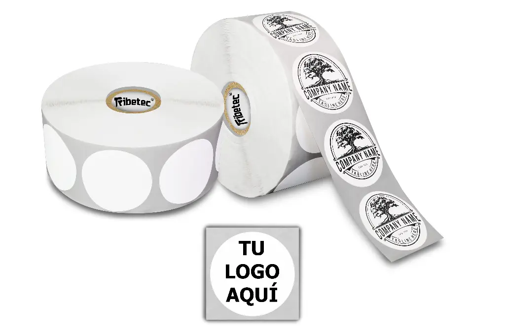 [MAQ1000-40X40TD01BLN-CIRCULAR] Etiqueta Circular Personalizada 4x4 Cm 1000 Pzs Logo Texto