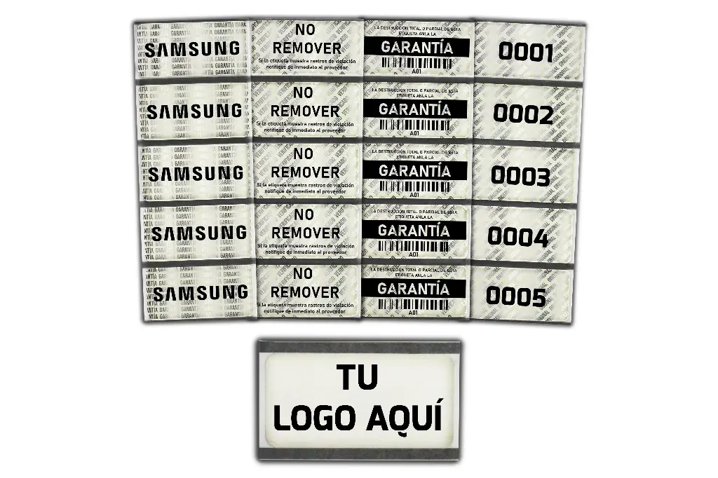 Etiquetas De Seguridad 51x25 Mm Logo Y Efecto Grabado