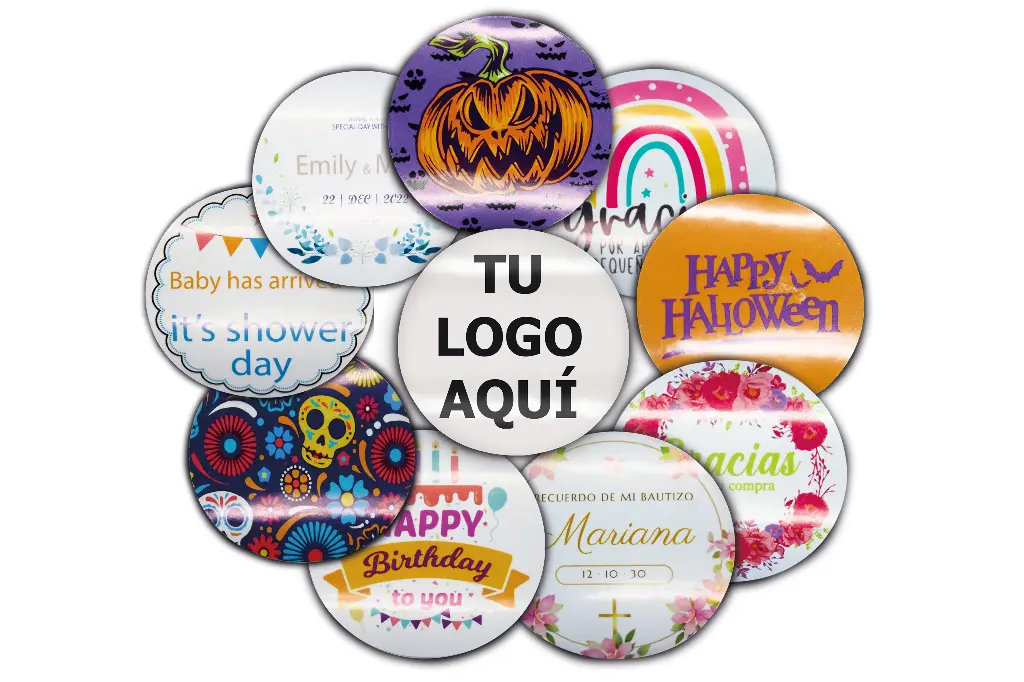 [MAQ500-40x40DG03-REDONDAS PLASTIFICADAS] Etiquetas Redondas Personalizadas 4 Cm Plastificadas (500)
