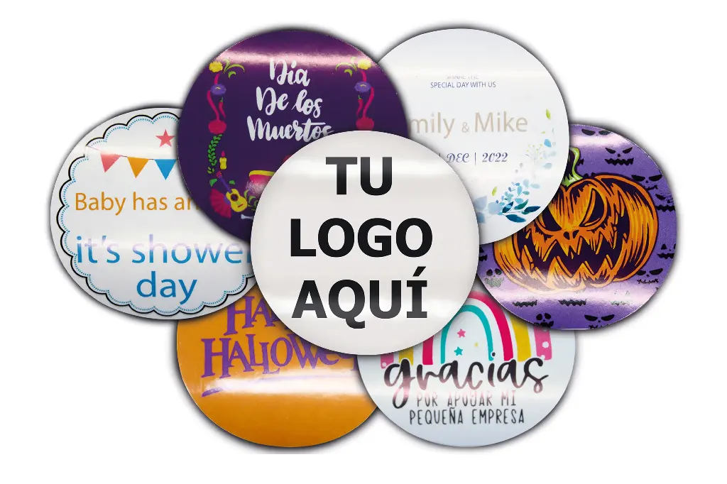 [MAQ200-70x70DG03-REDONDAS PLASTIFICADAS] Etiquetas Redondas Personalizadas 7 Cm Plastificadas (200)