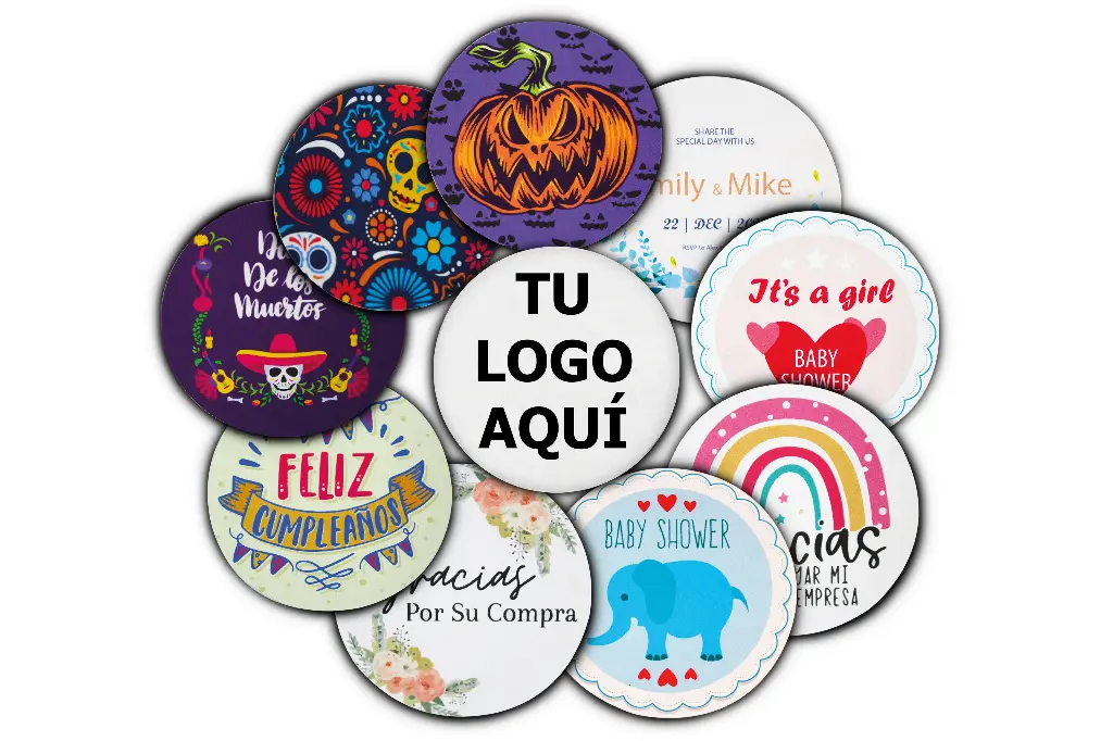 [MAQ500-40x40DG01-REDONDAS PAPEL A COLOR] Etiquetas Redondas Personalizadas A Color 4 Cm Papel (500)