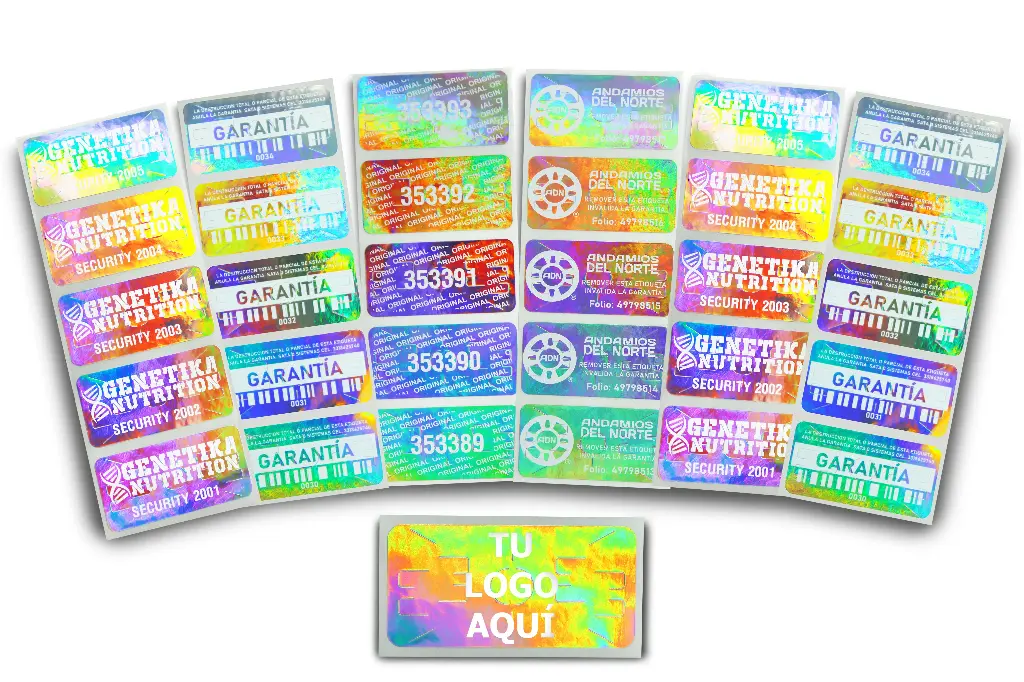 Hologramas De Seguridad 51x25 Mm Logo Texto Num Serie