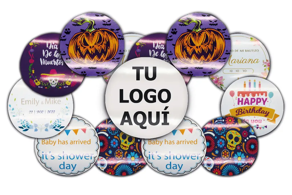 [MAQ500-50x50DG03-REDONDAS PLASTIFICADAS] Etiquetas Redondas Personalizadas 5 Cm Plastificadas (500)