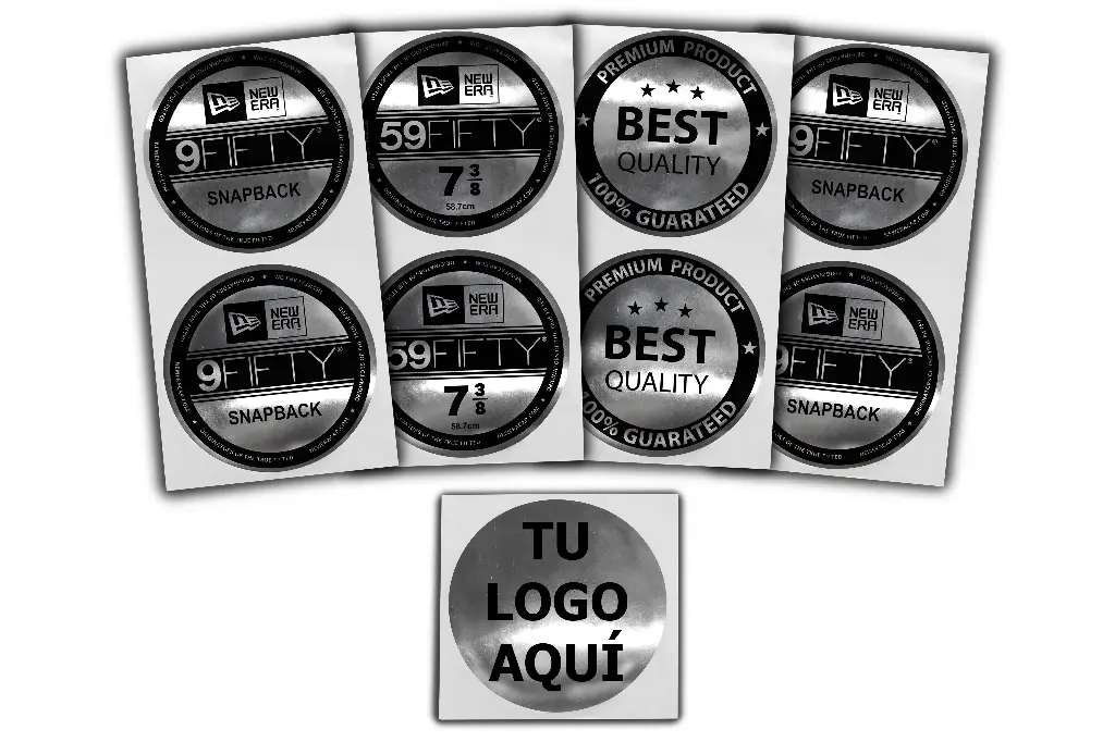 Etiquetas Calcomanias P/ Gorras 5cm Circular Metalizada
