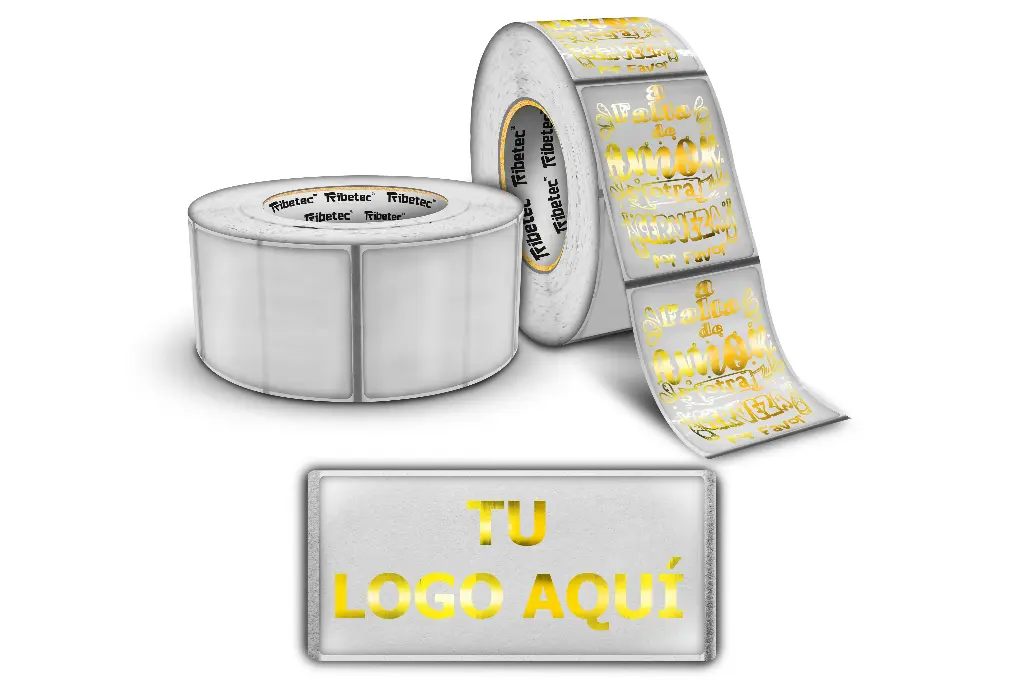 [MAQ500-60X80T01-DORADO] Etiqueta Transparente 6x8 Cm Impresión Dorada o Plata (500, Dorado)