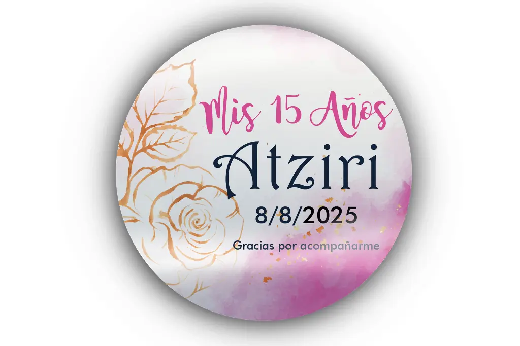 [MAQ250-40X40DG03-XVAÑOS-01] 250 Etiquetas Para Xv Años Personalizadas 4 Cm Recuerdos (01)