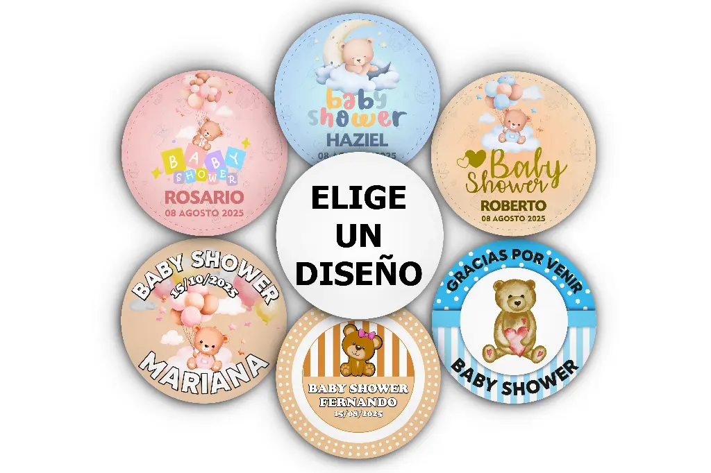 250 Etiquetas Baby Shower Niño Niña Personalizadas 4 Cm 
