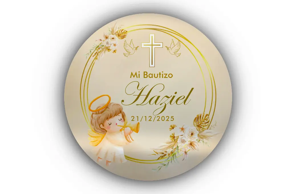 [MAQ250-40X40DG03-BAUTIZO-01] 250 Etiquetas Para Bautizo Niño Niña Personalizadas 4 Cm (01)