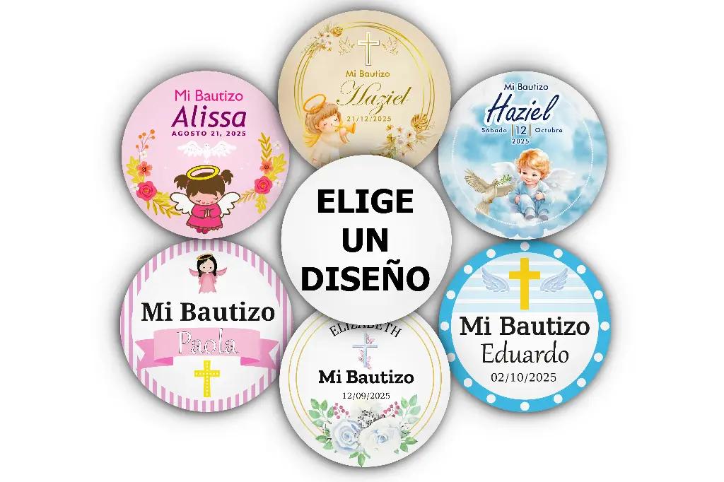 250 Etiquetas Para Bautizo Niño Niña Personalizadas 4 Cm