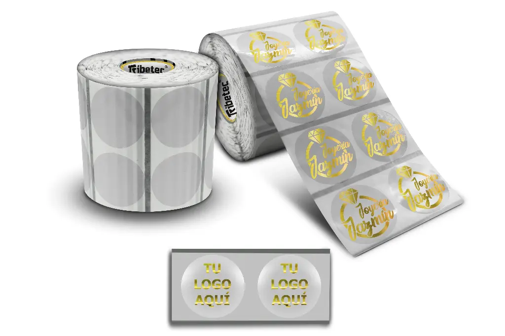 [MAQ1000-30x30BT01-CIRCULAR TINTA DORADO METALIZADA] Etiquetas Transparentes Personalizadas 30x30 Mm Circular Tinta Metalizada (1000, Dorado)