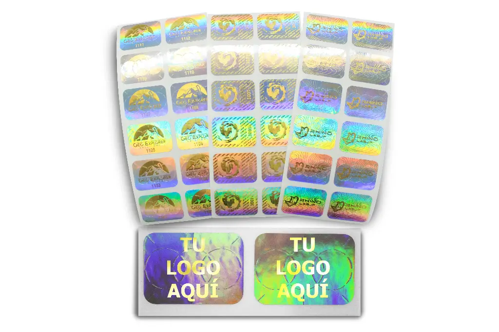 [MAQ500-28X20-HOLOGRAMA SEGURIDAD METALIZADO DORADO] Hologramas Personalizados Seguridad 28x20 mm (500, Dorado)