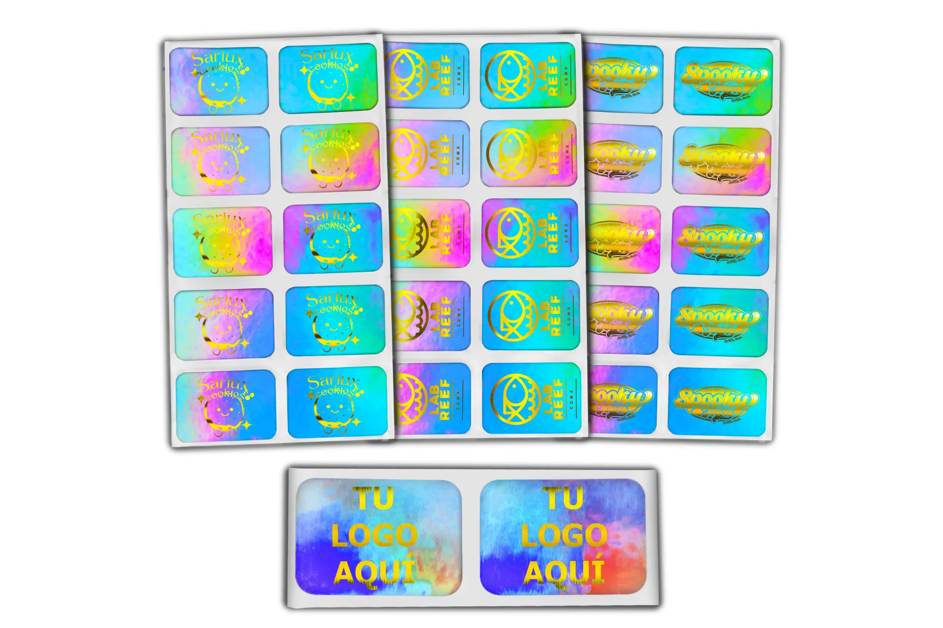 [MAQ500-28X20BM04-HOLO PLAST DORADO] Hologramas Personalizados Plastificados 28x20 mm (500, Dorado)