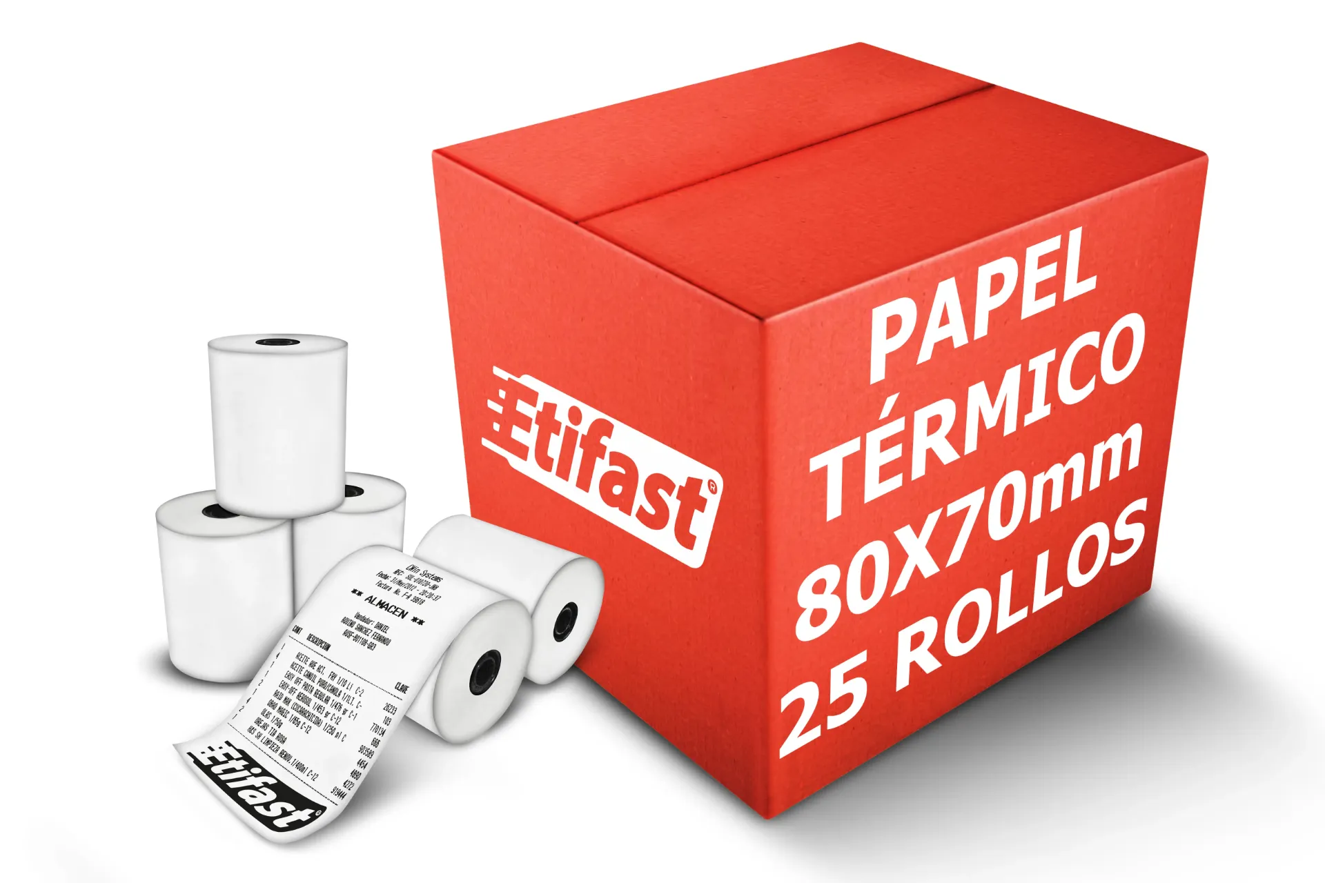 25 Rollos Papel Térmico 80x70 Impresora 80mm Negro Con Iva 