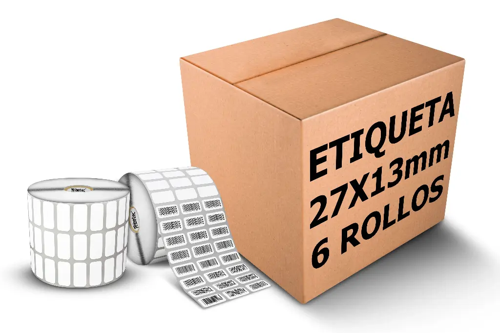 Rollos Etiqueta 27x13 Mm Termica Directa Rollo 12,000 Pzas C1