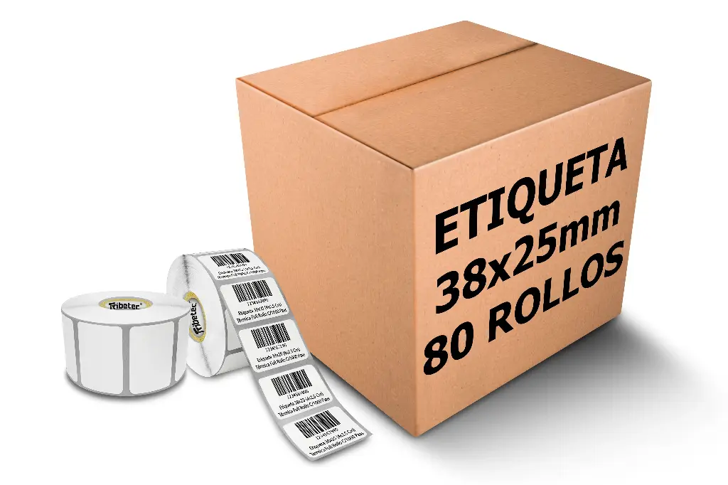 Rollos Etiqueta 38x25 Mm Termica Directa Rollo 1,000 Pzs (80)