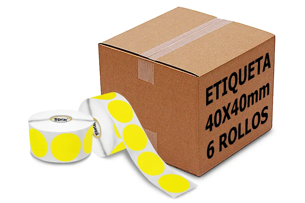 Rollos Etiqueta Circular Amarilla 40x40 Mm Termica Directa Rollo 1,000 Pzs (6)