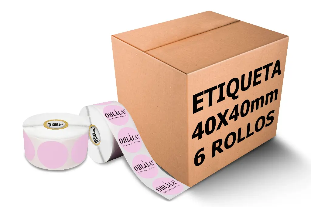 Rollos Etiqueta Circular Rosa 40x40 Mm Termica Directa Rollo 1,000 Pzs