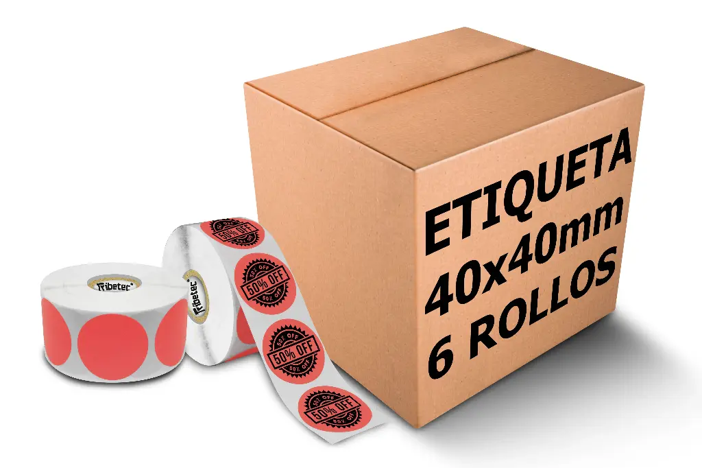 Rollos Etiqueta Circular Roja 40x40 Mm Termica Directa Rollo 1,000 Pzs