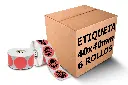 Rollos Etiqueta Circular Roja 40x40 Mm Termica Directa Rollo 1,000 Pzs