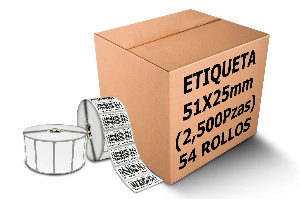 Rollos Etiqueta 2x1 (51x25 Mm) Termica Directa Rollo 2,500 Pzs