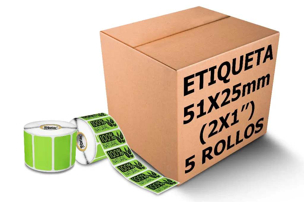Rollos Etiqueta 2x1 (51x25 Mm) Termica Directa Verde Rollo 1,000 Pzs (5)