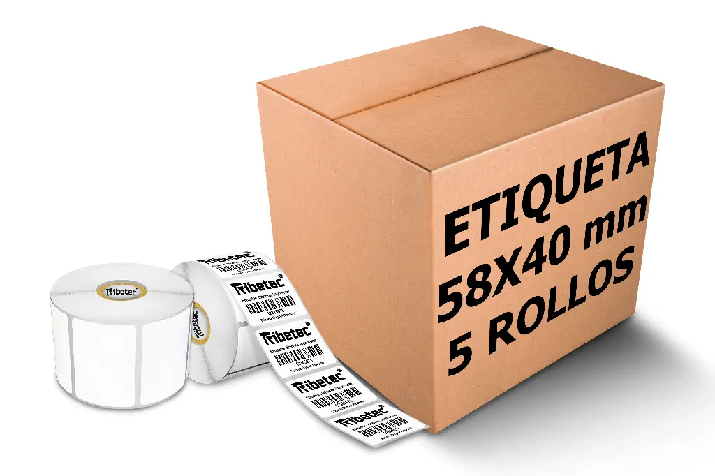 Paquetes Rollos Etiqueta  57x40 Mm Termica Directa Rollo 1,000 Pzs