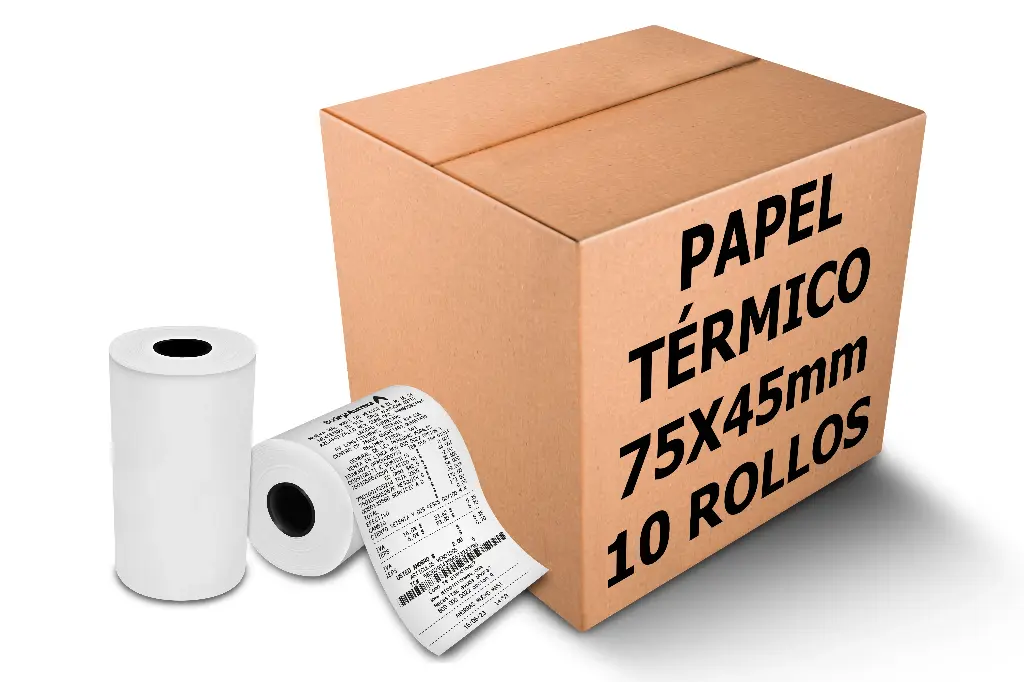 [PAQ-74X45-10PZ] Rollos de Papel Termico 75x45 Mm para impresora Portatil RT-320PB o impresoras de 3" (10)