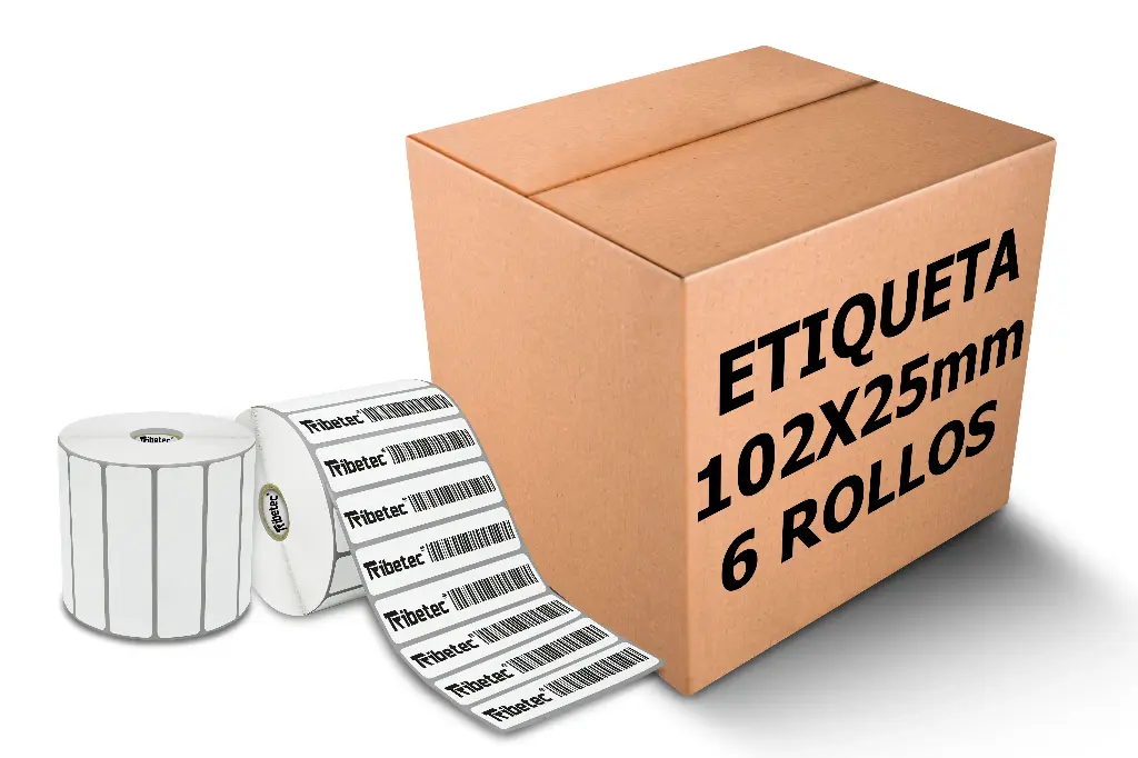 Rollos Etiqueta 4x1 (102x25 Mm) Termica Directa Rollo 2,500 Pzs (6)