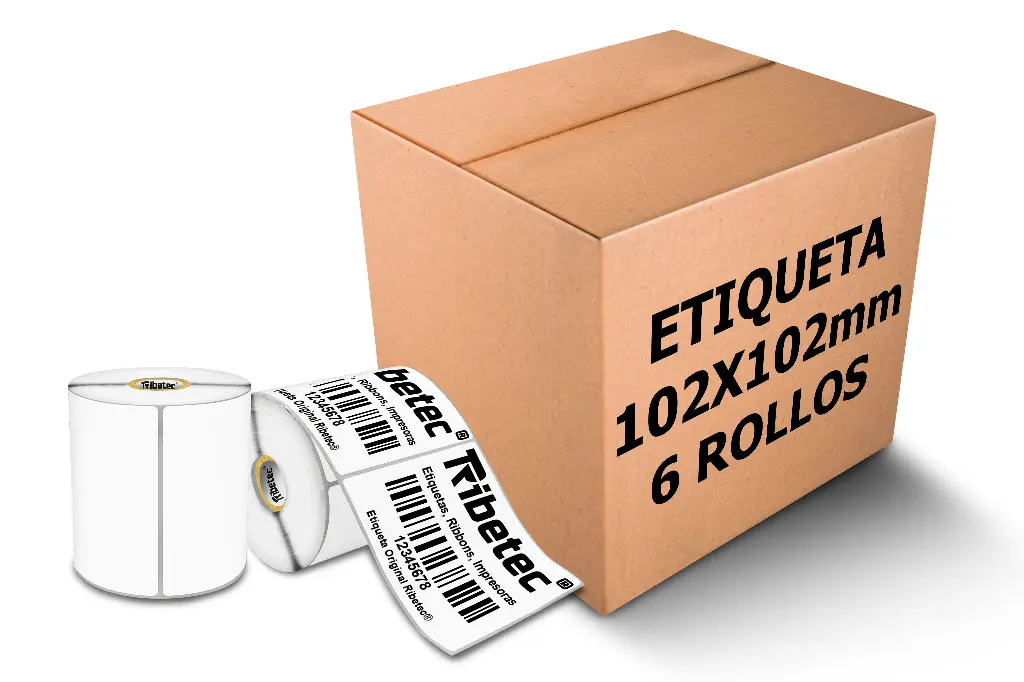 [PAQ6-4X4TD-500PZ] Rollos Etiqueta 4x4 (102x102 Mm) Termica Directa Rollo 500 Pzs (6)