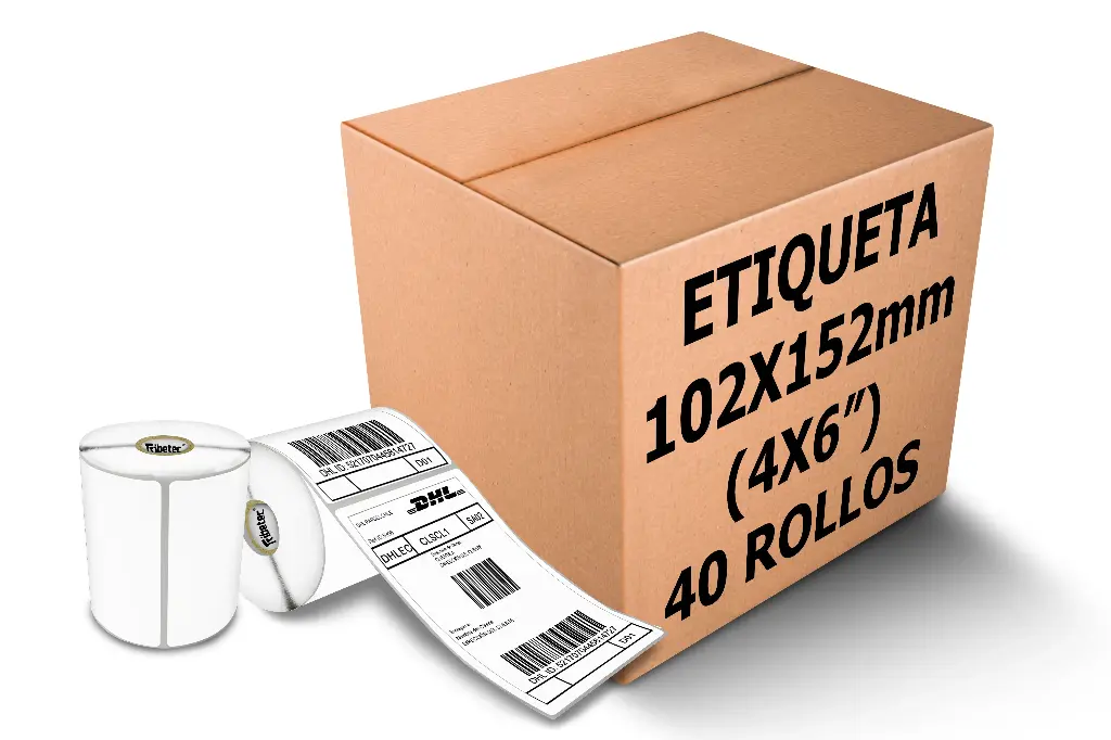 Paquete de Rollos Etiqueta 4x6 (102x152 Mm) Termica Directa Rollo 300 Pzs