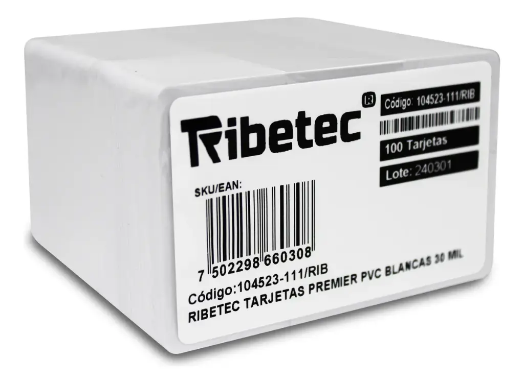 [PAQ100-PVC-30MIL] Tarjetas Plastico PVC 30Mil, ideal para impresoras Zebra, Fargo, Evolis, Datacard (100)