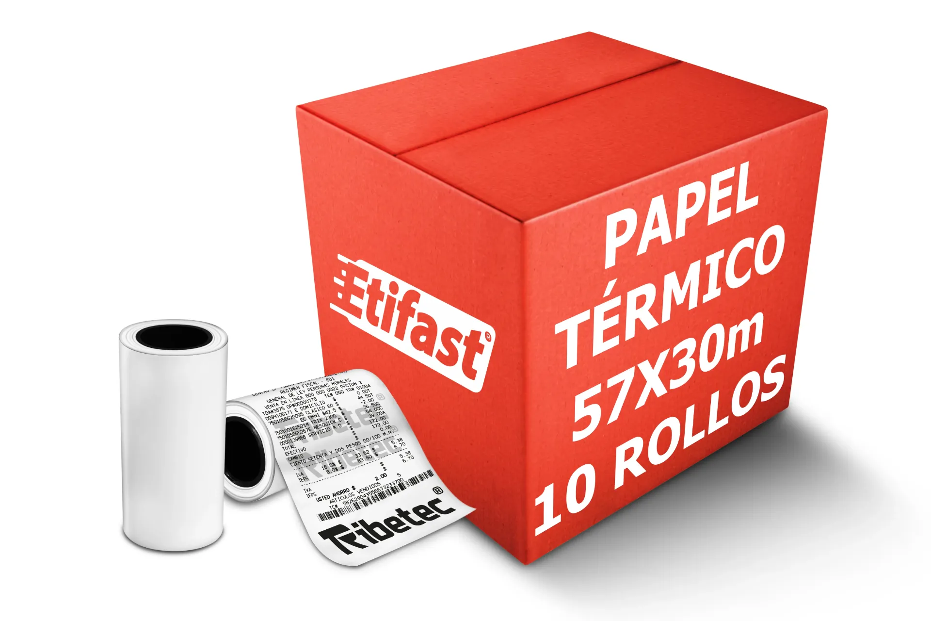 [PAQ10-57X30-ROLLOTERMICO] Rollos Papel Térmico 57x30 Mm Para impresora Portátil, Ticket, Recibo de venta, para impresoras de 58 mm (10)