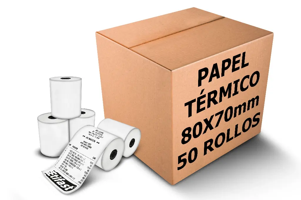 Rollos Termico 80x70 mm, para Impresora de Tickets. (50)