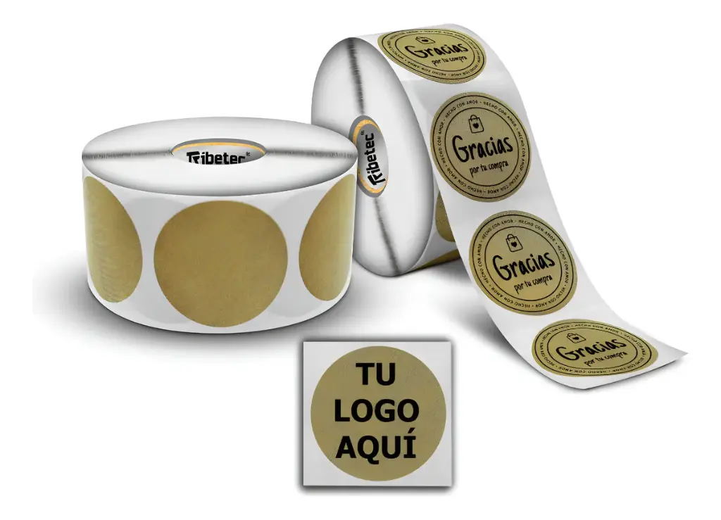 1000 Etiquetas Termica Directa Personalizada Kraft 40x40 mm Circular 