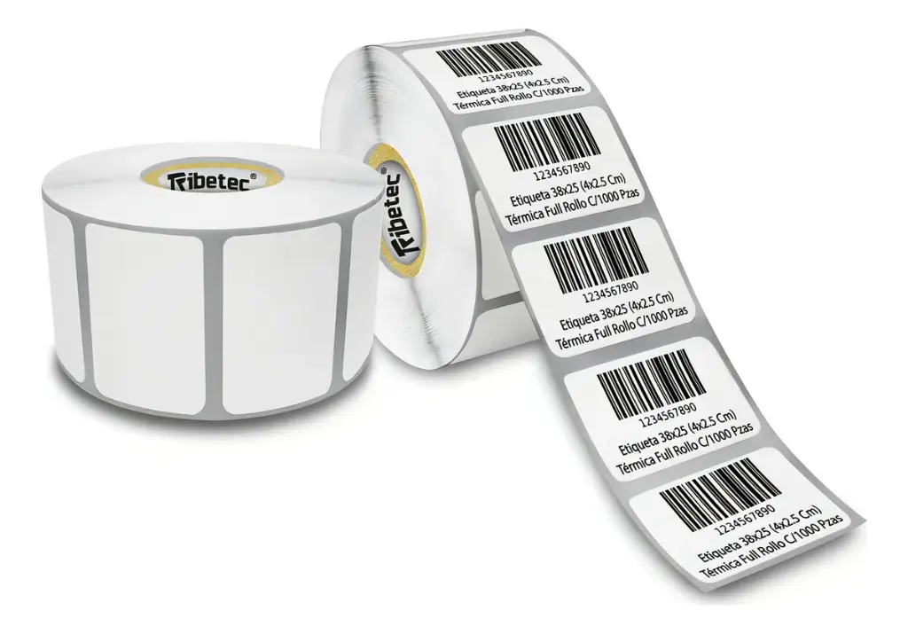 [MAQ1000-38X25TD-PERSONALIZADA] 1000 Etiquetas 38x25 Mm Personalizadas Blancas Personalizadas  Tinta Negra