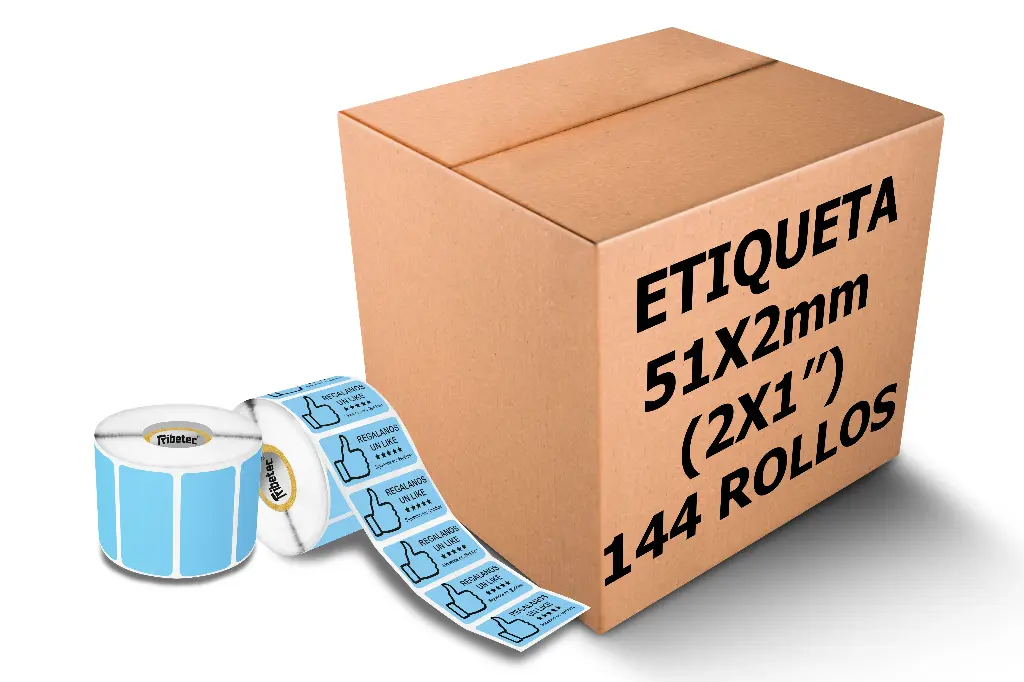Paquetes de Rollos Etiqueta 2x1 (51x25 Mm) Térmica Directa Azul Rollo 1,000 Pzs