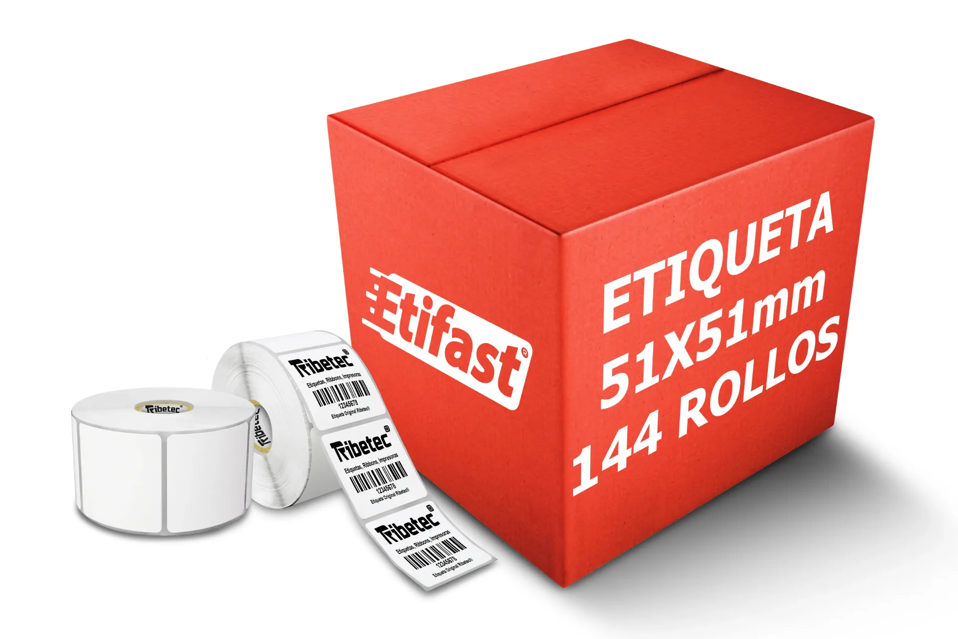 [PAQ144-51X51TD-BLANCA] Paquetes de Rollos Etiqueta 2x2 (51x51 Mm) Termica Directa Rollo 1,000 Pzs (144)