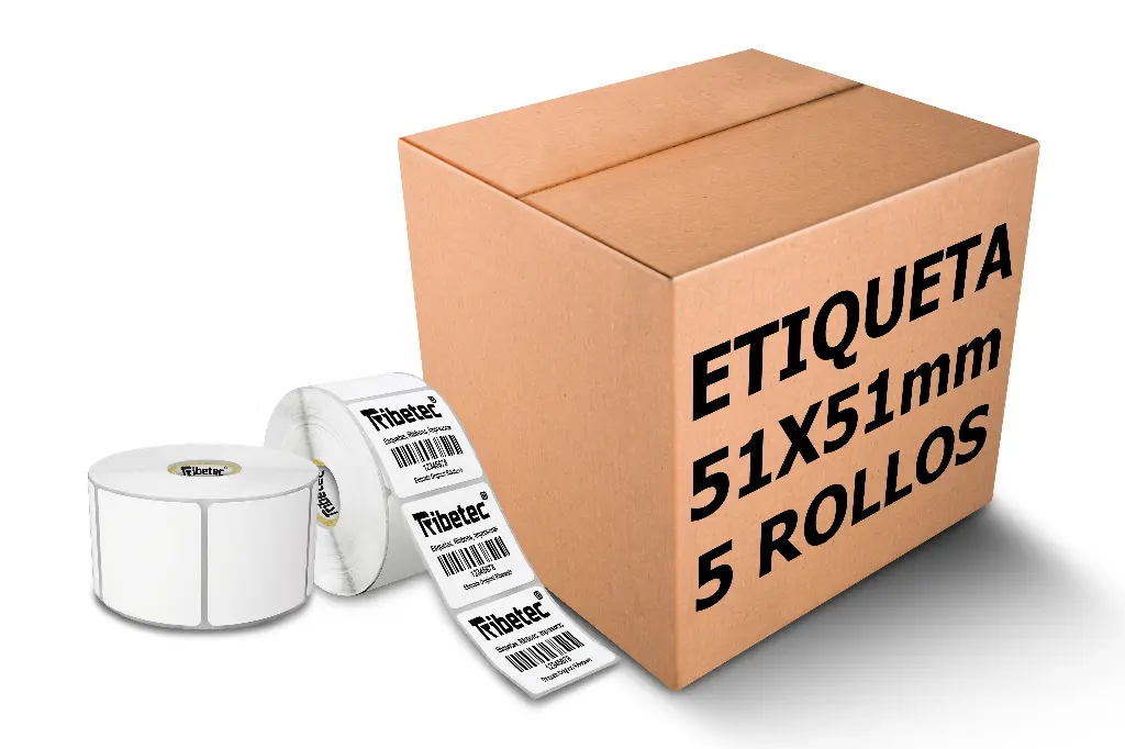 Paquetes de Rollos Etiqueta 2x2 (51x51 Mm) Termica Directa Rollo 1,000 Pzs