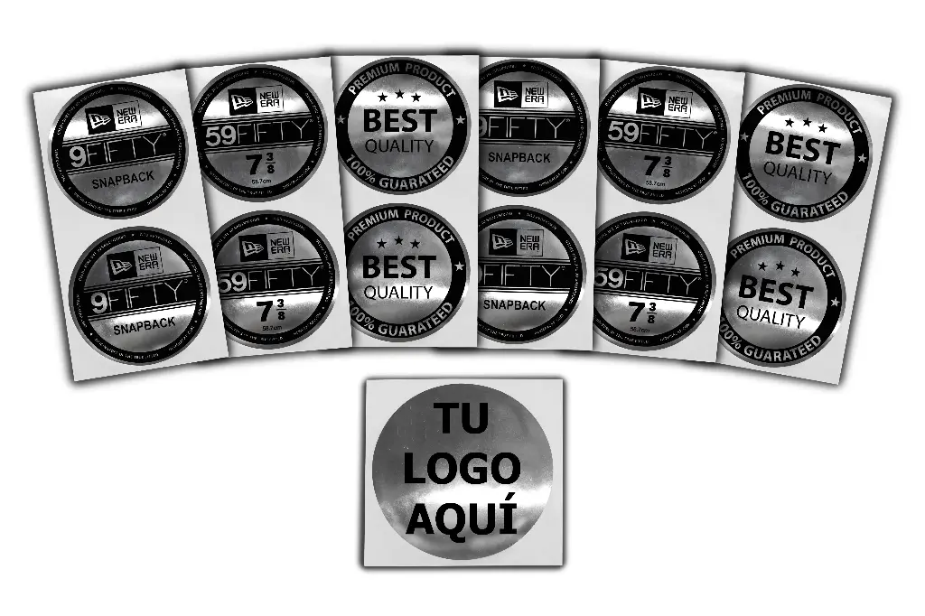 [MAQ200-5X5-PLATA-GORRAS] Etiquetas Calcomanias P/ Gorras 5cm Circular Metalizada (200, Plata)