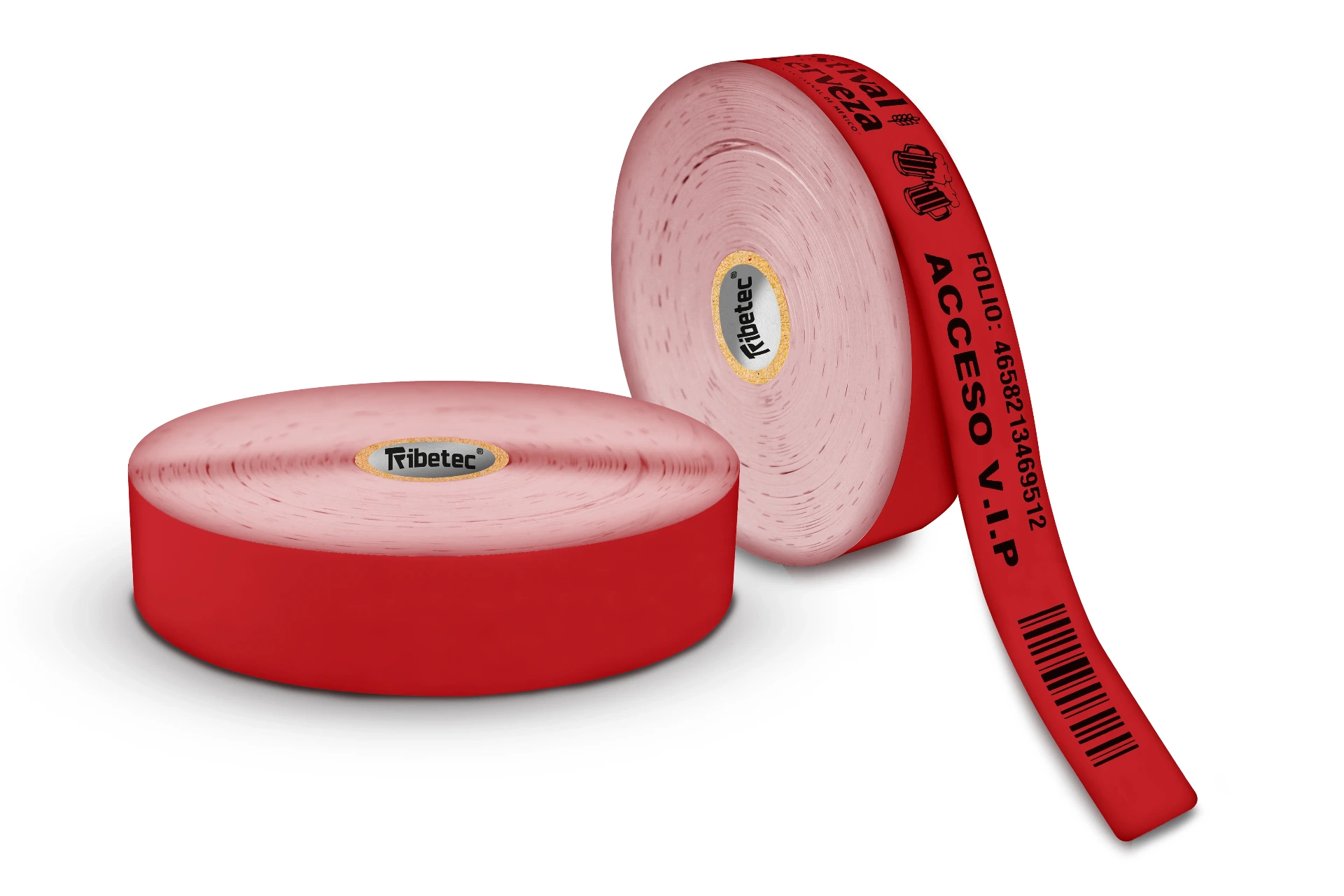 [025260BB091P1797C1P250] 250 Pulseras Térmicas 25×260 mm Rojas – Centro 1”