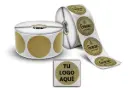 1000 Etiquetas Termica Directa Personalizada Kraft 40x40 mm Circular