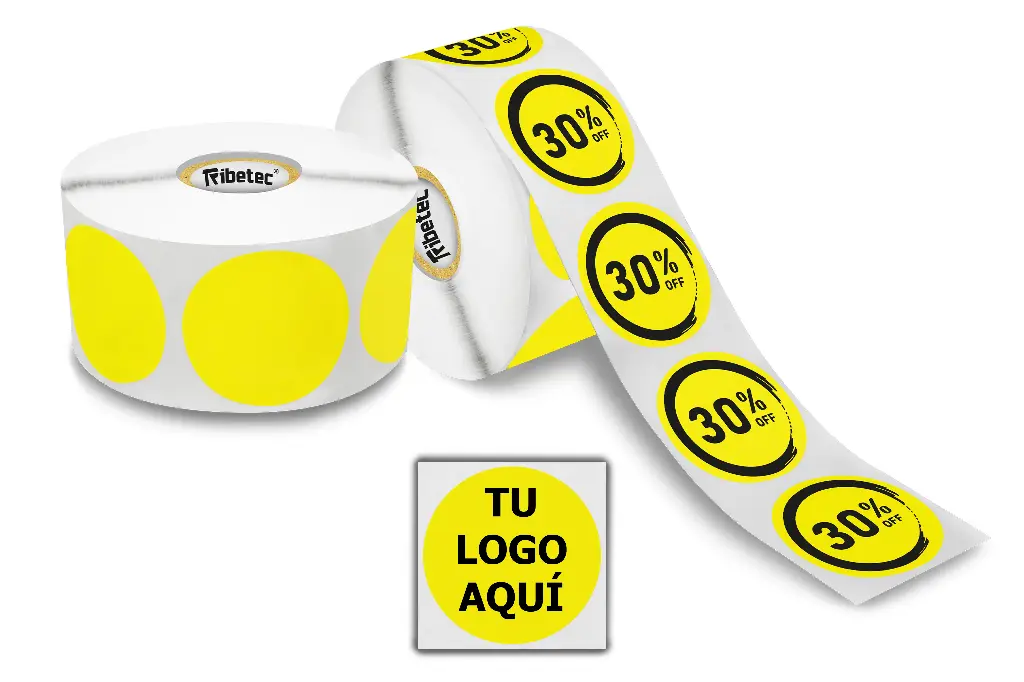 Etiqueta Circular 2cm 20X20mm Personalizada 1000 Pzs (Blanco)