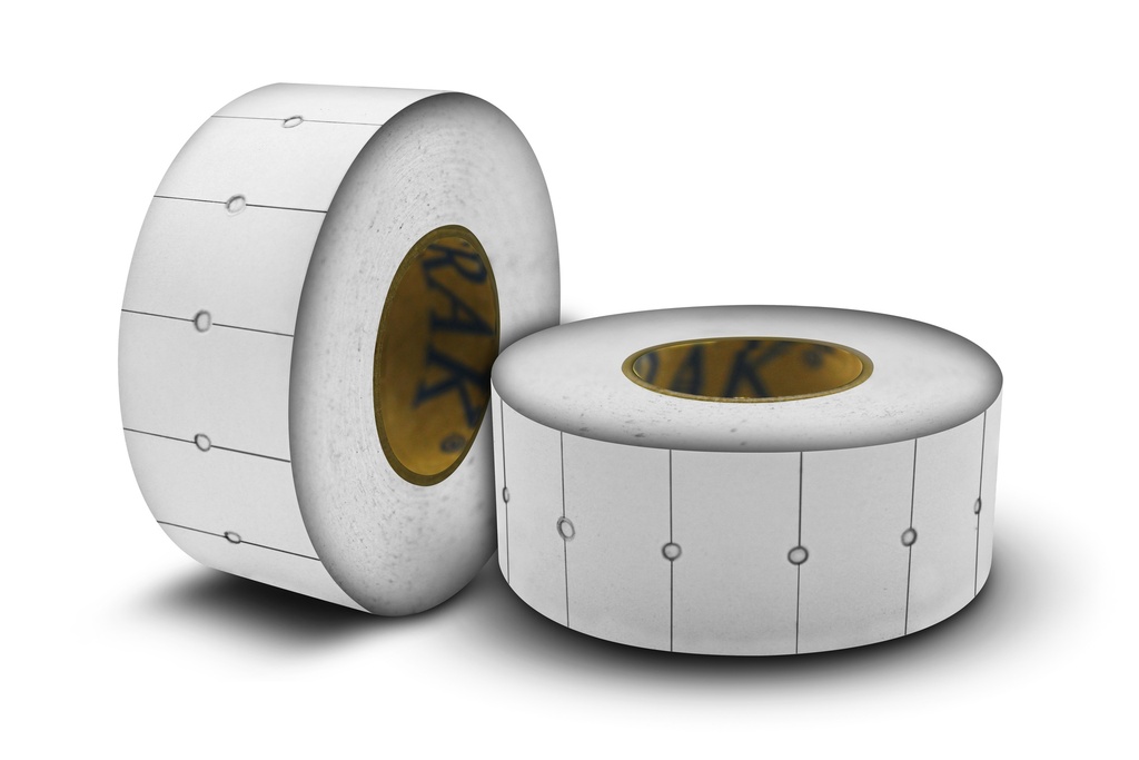 [PAQ10-8GS-BPO-ROLLO] 10 Rollos Para 8GS 21x12mm Blanco Con Perforación Rollo Con 1,000 pzs