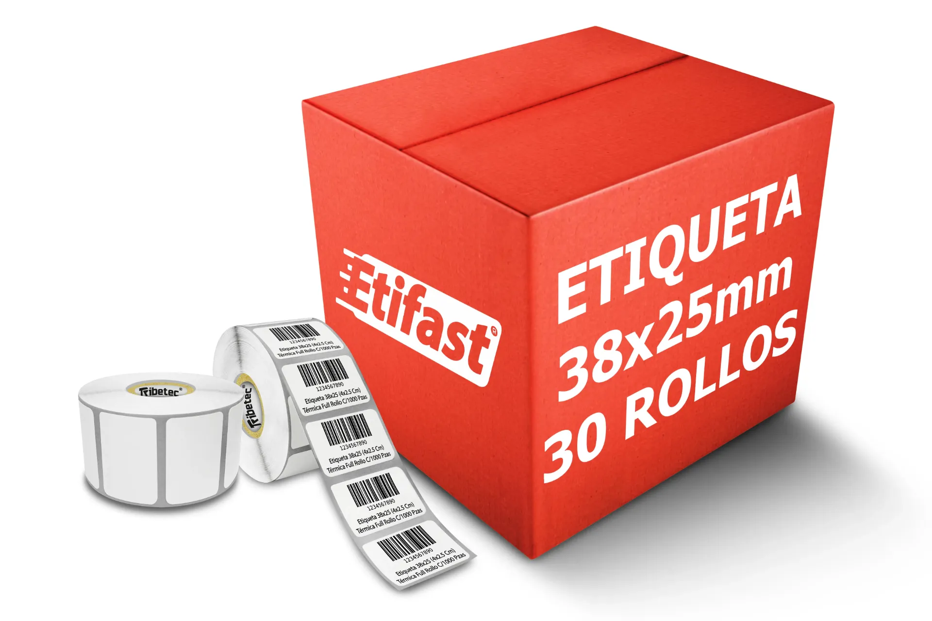 Rollos Etiqueta 38x25 Mm Termica Directa Rollo 1,000 Pzs