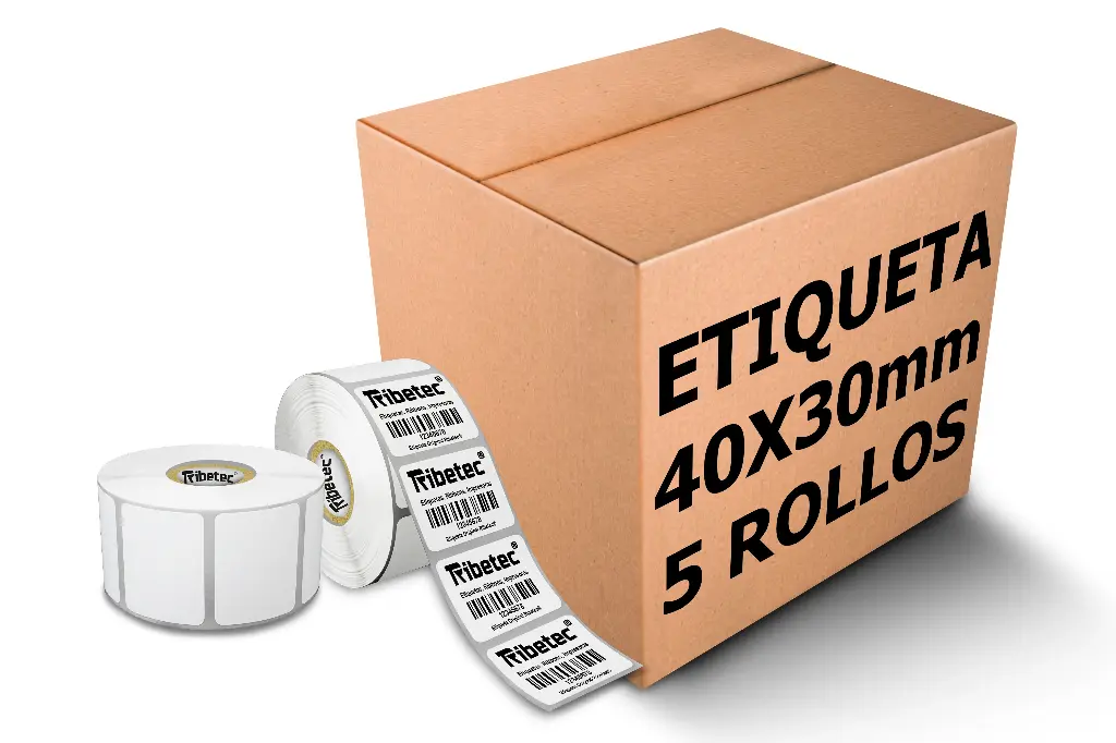 Rollos Etiqueta 40x30 Mm Termica Directa Rollo 1,000 Pzs
