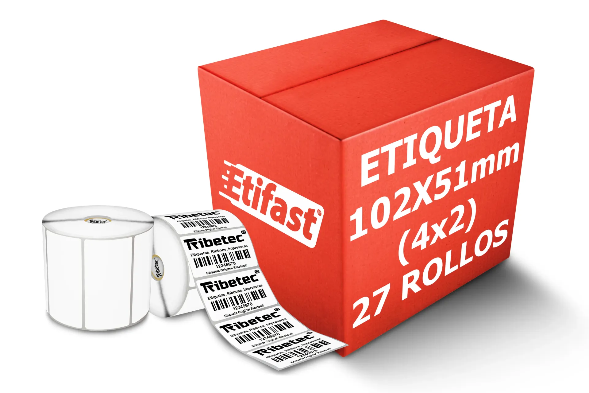 [PAQ18-102X51TDC11.5K-BLANCA] Paquetes de Rollos Etiqueta 4x2 (102x51 Mm) Termica Directa Rollo 1,500 Pzs (18)
