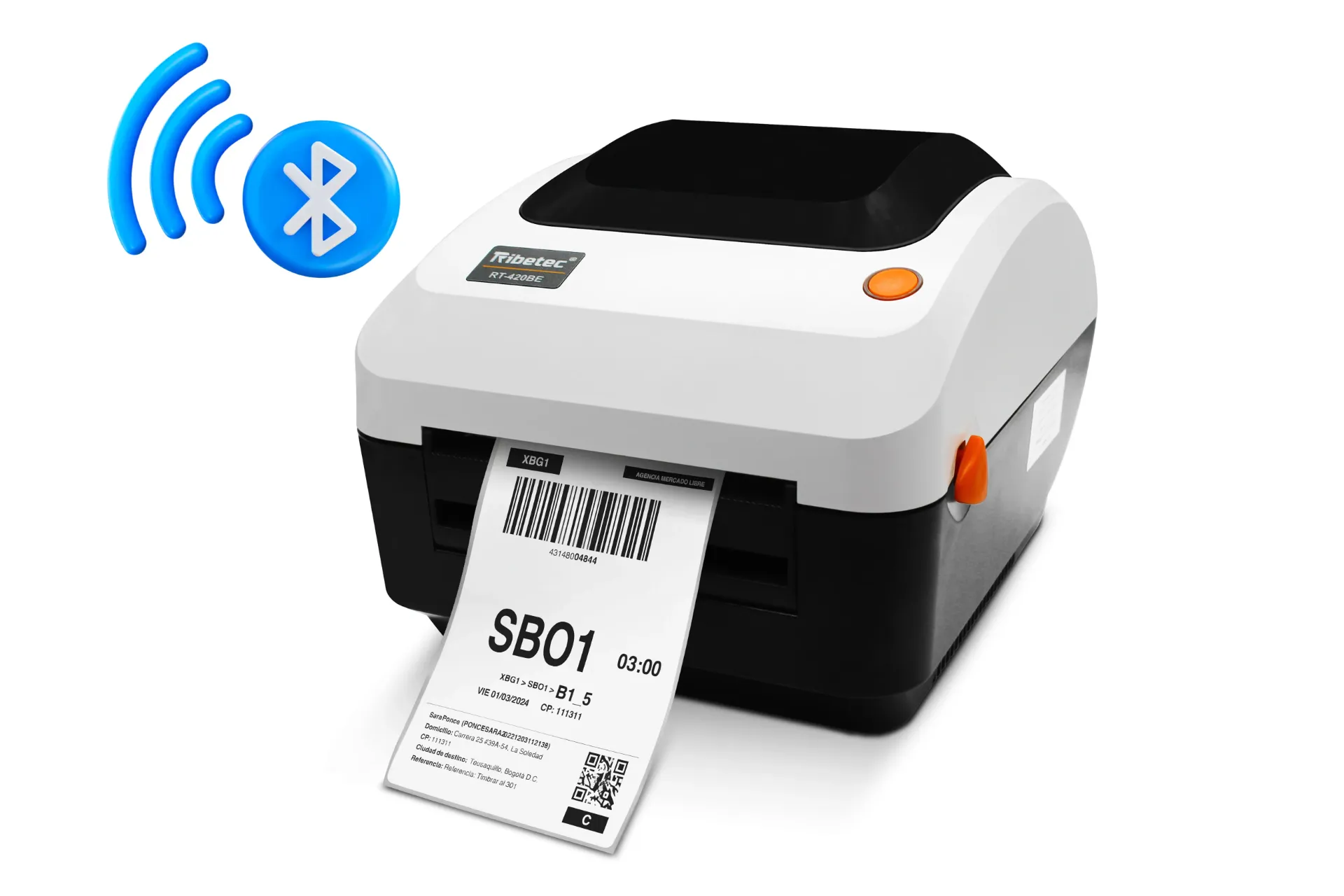 Impresora Térmica De Etiquetas Ribetec RT-420BE Bluetooth 5.2 USB y Ethernet